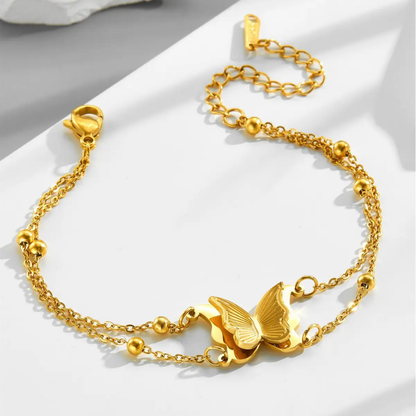 Luxury Butterfly 2 Layer Bracelet (18k Gold Plated)