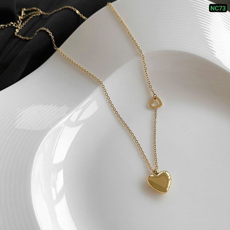 1 Hollow Love 1 Solid Love Neckpiece (	18k Gold Plated)
