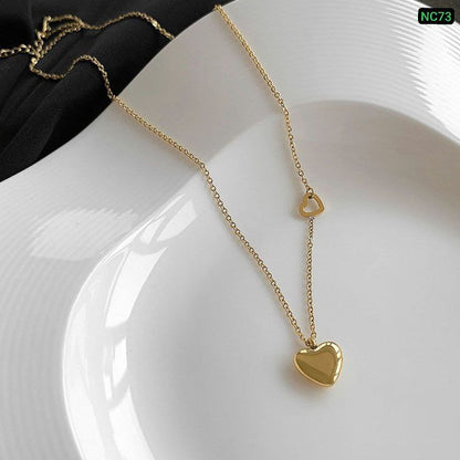 1 Hollow Love 1 Solid Love Neckpiece (	18k Gold Plated)