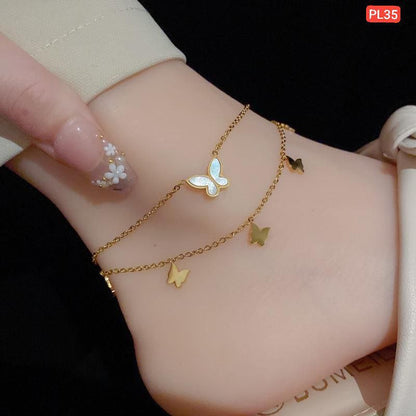 1 white & multi butterfly Anklet Payel (18k Gold Plated)