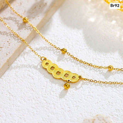 Double Chain Copper Coin Bracelet (18k Gold Plated)