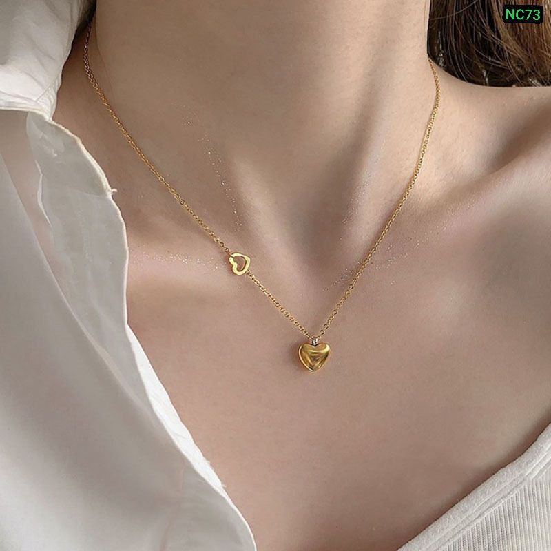 1 Hollow Love 1 Solid Love Neckpiece (	18k Gold Plated)