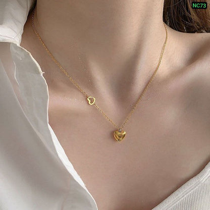 1 Hollow Love 1 Solid Love Neckpiece (	18k Gold Plated)