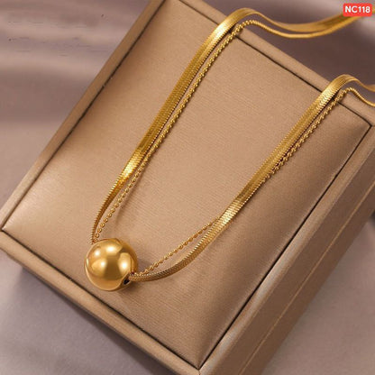 2 Layer 1 big Gold ball necklace