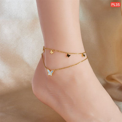 1 white & multi butterfly Anklet Payel (18k Gold Plated)