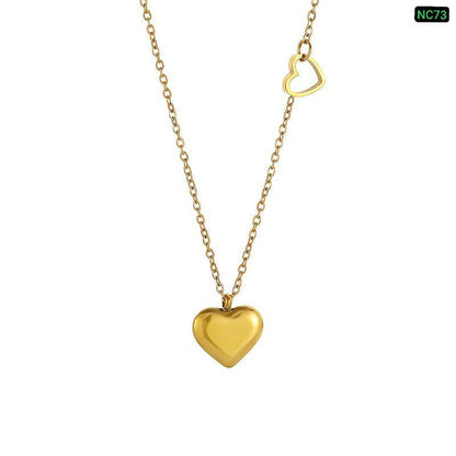1 Hollow Love 1 Solid Love Neckpiece (	18k Gold Plated)