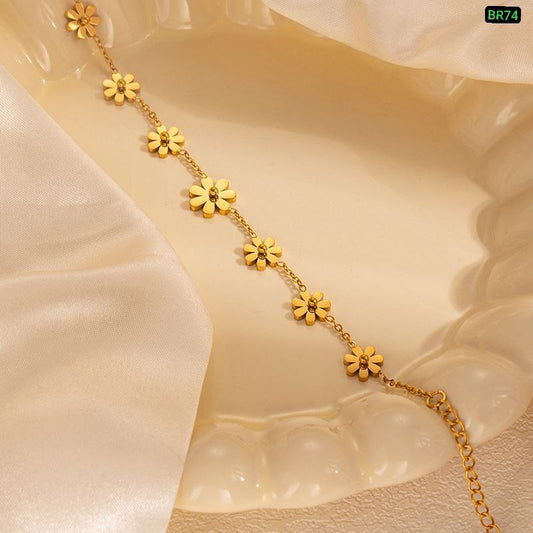 7 Flower Stainless steel Bracelet (18k Gold Plated)